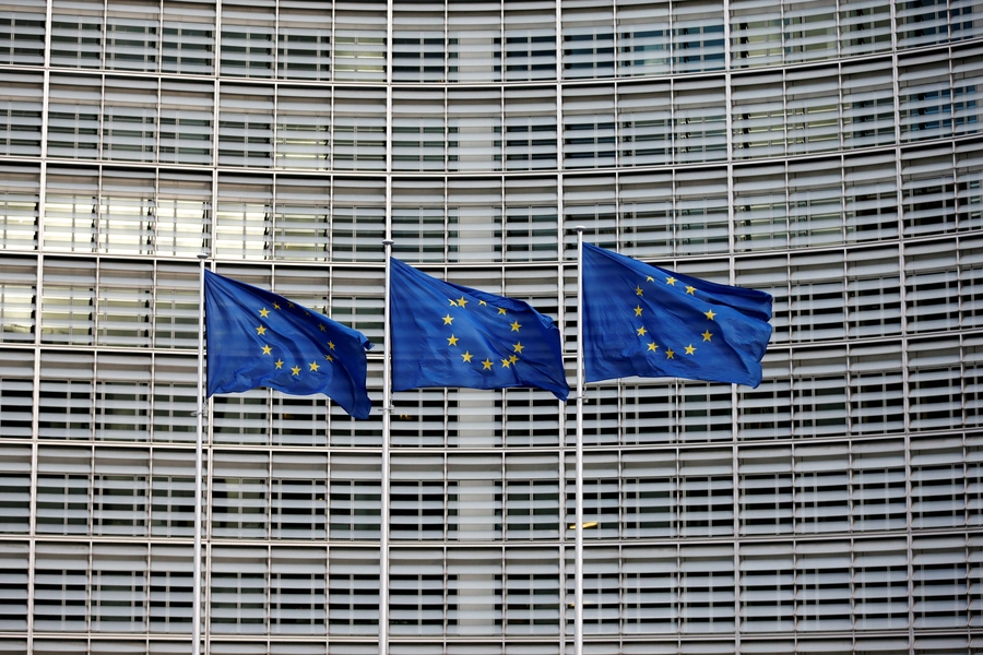 European Union flags flutter outside the EU Commission headquarters in Brussels, Belgium, January 18, 2018. 