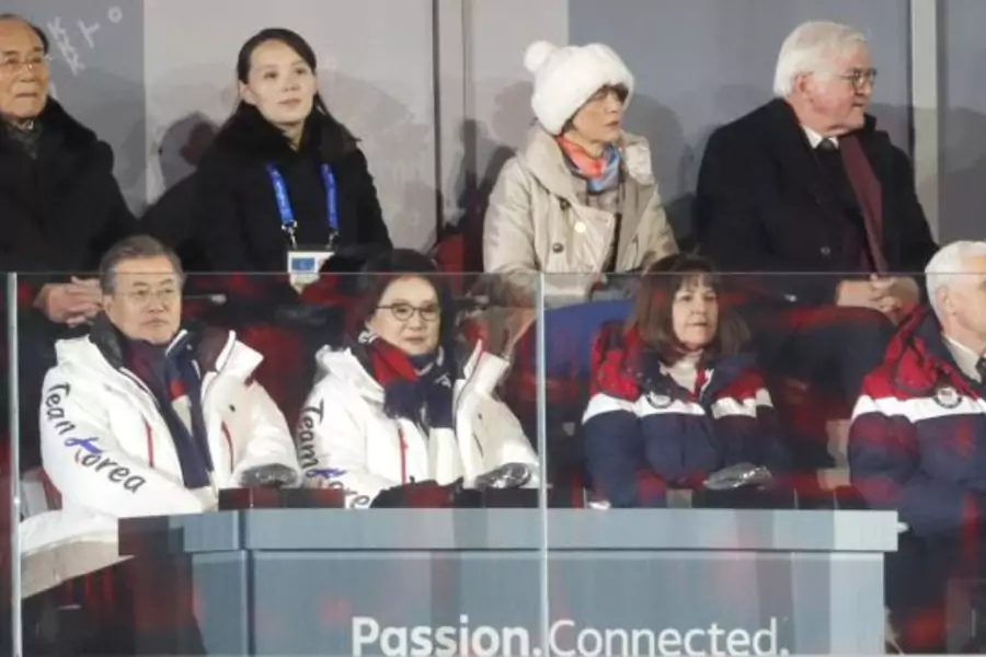 South Korean, U.S., and North Korean leaders attend the Pyeongchang Olympics opening ceremony.