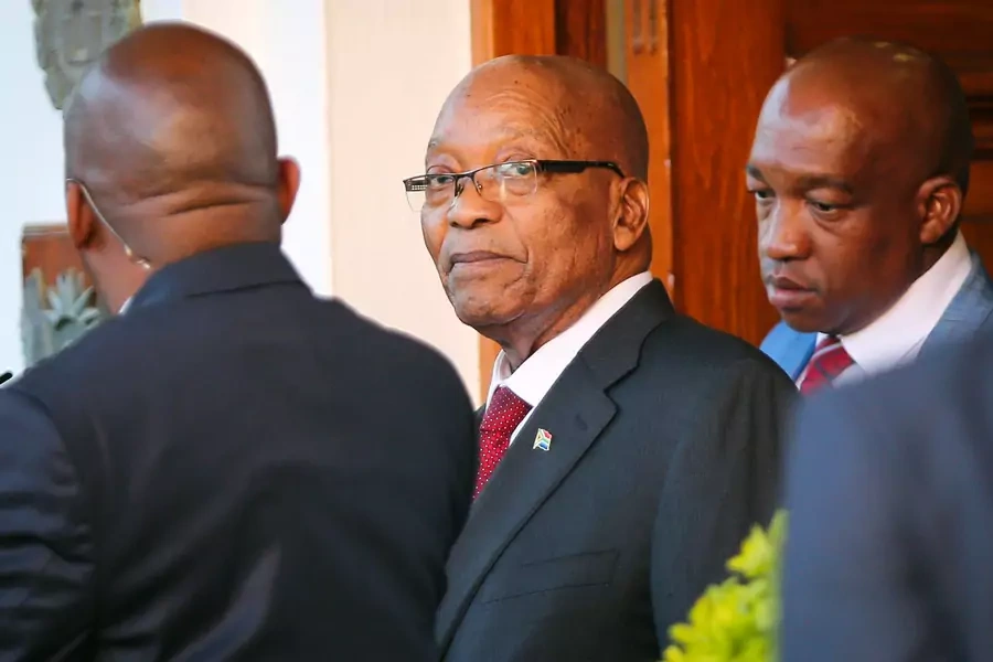 President Jacob Zuma leaves Tuynhuys, the office of the Presidency at Parliament in Cape Town, South Africa, February 7, 2018. This is where Zuma and Ramaphosa chaired a routine cabinet committees meeting.