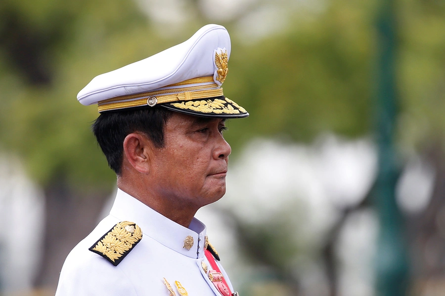 Thailand's Prime Minister Prayuth Chan-ocha marches in the royal cremation procession of late King Bhumibol Adulyadej at the Grand Palace in Bangkok, Thailand, on October 26, 2017.