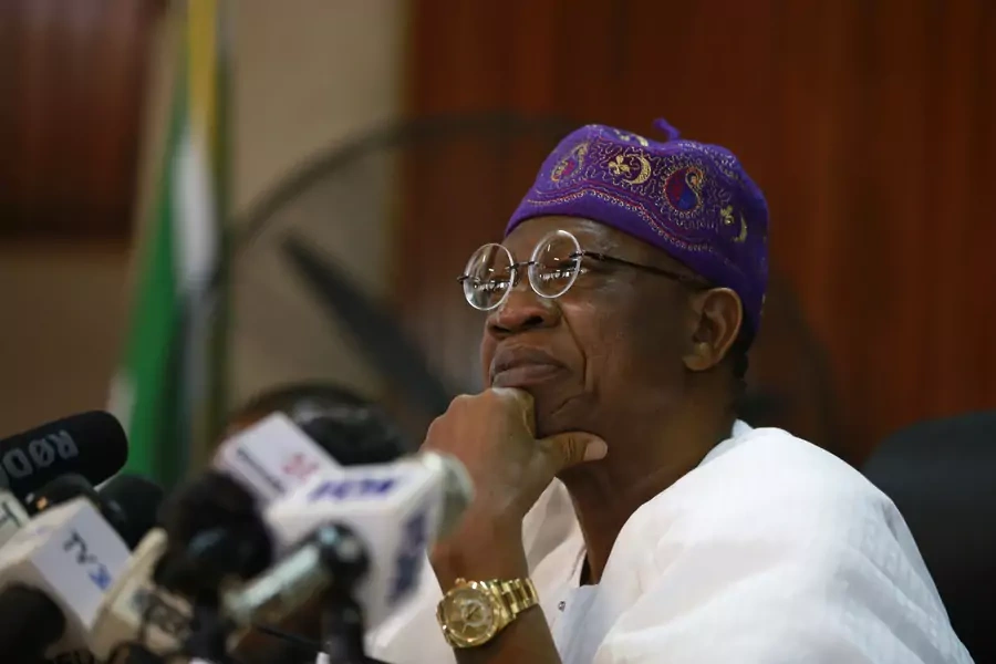 Minister of Information Lai Mohammed briefs the media on the town of Bama liberated from Boko Haram, during a news conference in Abuja, Nigeria December 8, 2015. 