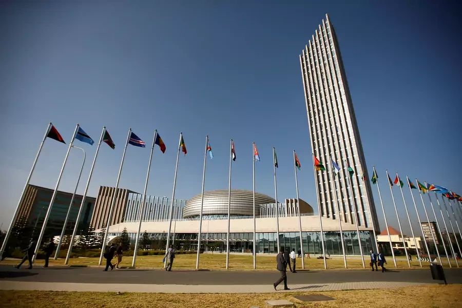 A general view shows the headquarters of the African Union (AU) building in Ethiopia's capital Addis Ababa in January 2017. 