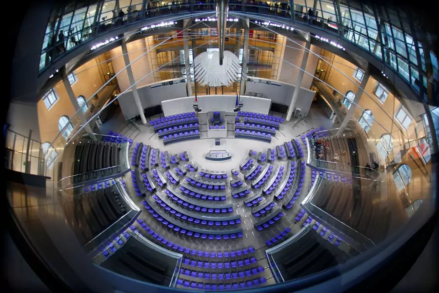 The plenary hall of the Bundestag is pictured during exploratory talks about forming a new coalition government in Berlin in January 2018.