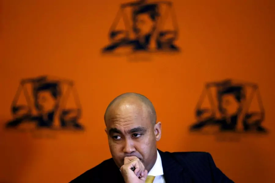 Head of the National Prosecuting Authority, Shaun Abrahams gestures during a media briefing in Pretoria, South Africa, October 31,2016.