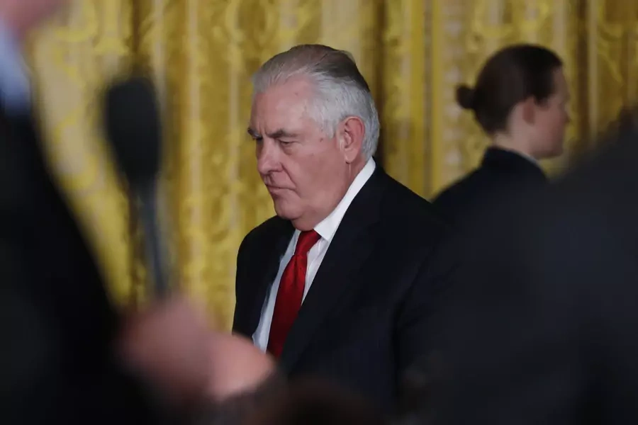 U.S. Secretary of State Rex Tillerson arrives for a joint news conference in the East Room of the White House in Washington, U.S., February 23, 2018.
