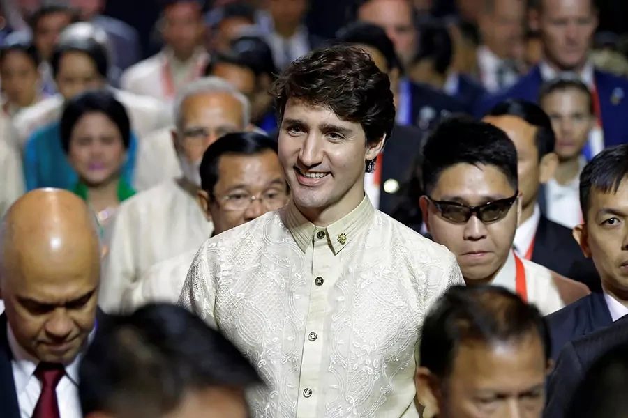 Canadian Prime Minister Justin Trudeau smiles before the start of the Special Gala Celebration of the 50th Anniversary of ASEAN in Manila, Philippines, on November 12, 2017.