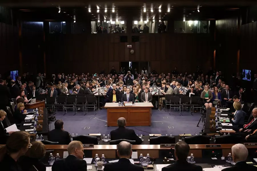 Facebook CEO Mark Zuckerberg testifies before a Senate Judiciary and Commerce Committees joint hearing regarding the company’s use and protection of user data on Capitol Hill on April 10, 2018.