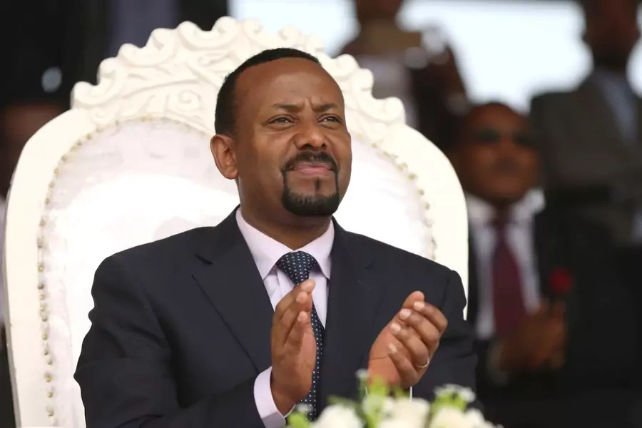 Ethiopia's newly elected prime minister Abiy Ahmed attends a rally during his visit to Ambo in the Oromiya region, Ethiopia April 11, 2018.