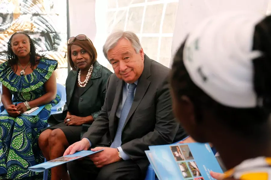 U.N. Secretary General Antonio Guterres listens to women leaders in Kenya.