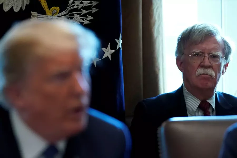 New National Security Adviser John Bolton listens as U.S. President Donald Trump holds a cabinet meeting at the White House on April 9, 2018