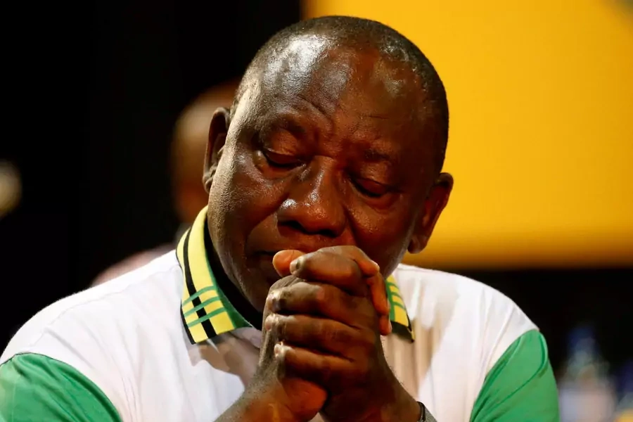 Newly elected president of the ANC Cyril Ramaphosa during the 54th National Conference of the ruling African National Congress (ANC) at the Nasrec Expo Centre in Johannesburg, South Africa December 18, 2017. 