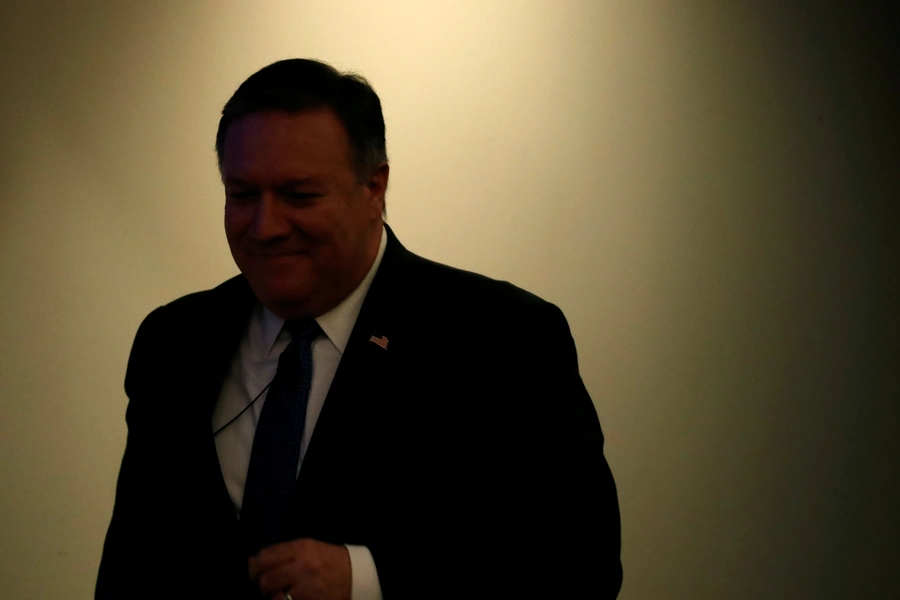 Secretary of State Mike Pompeo arrives to deliver remarks on the Trump administration's Iran policy at the Heritage Foundation in Washington, DC, on May 21, 2018.