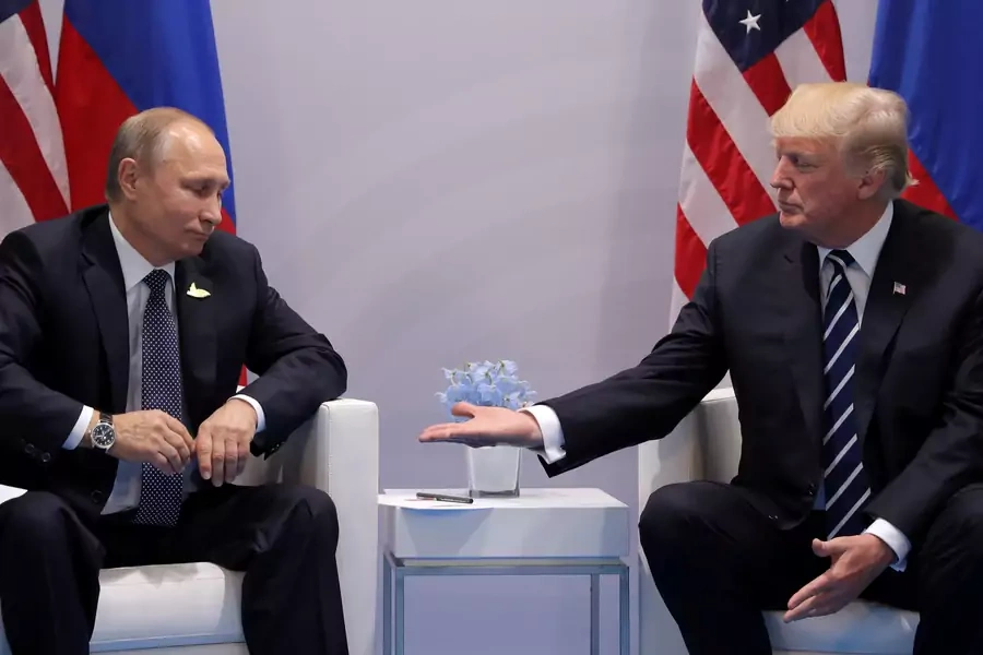U.S. President Donald Trump meets with Russian President Vladimir Putin during their bilateral meeting at the G20 summit in Hamburg, Germany, July 7, 2017.