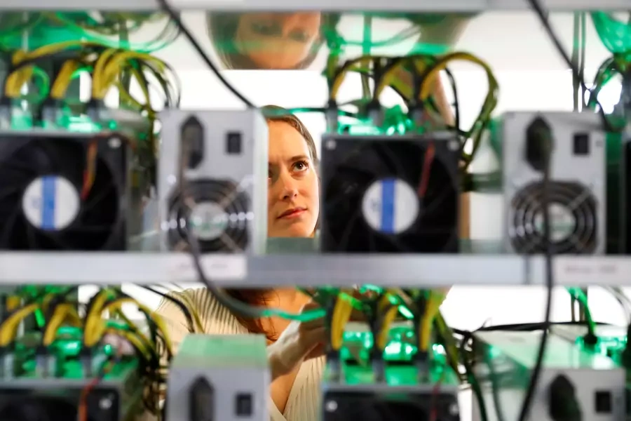 HydroMiner CEO Nadine Damblon at their cryptocurrency farming operation in Austria. April 25, 2018.