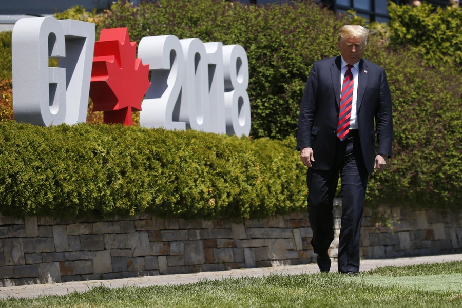 U.S. President Donald J. Trump arrives at the G7 summit in Charlevoix, Canada on June 8, 2018. 