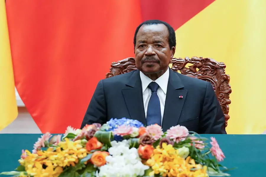 President of Cameroon Paul Biya with Chinese President Xi Jinping (not pictured) attend a signing ceremony at The Great Hall Of The People in Beijing, China March 22, 2018. 