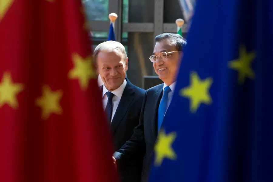 European Council President Donald Tusk and Chinese Premier Li Keqiang arrive to attend a EU-China Summit in Brussels, Belgium on June 2, 2017.