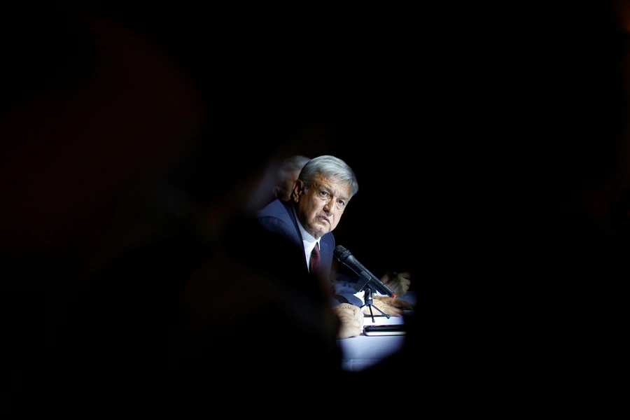 Mexico's President-elect Andres Manuel Lopez Obrador holds a news conference to announce Marcelo Ebrard as foreign minister, in Mexico City, Mexico July 5, 2018. 