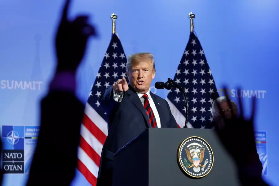U.S. President Donald Trump takes questions from the media during a news conference after participating in the NATO Summit in Brussels, Belgium on July 12, 2018.