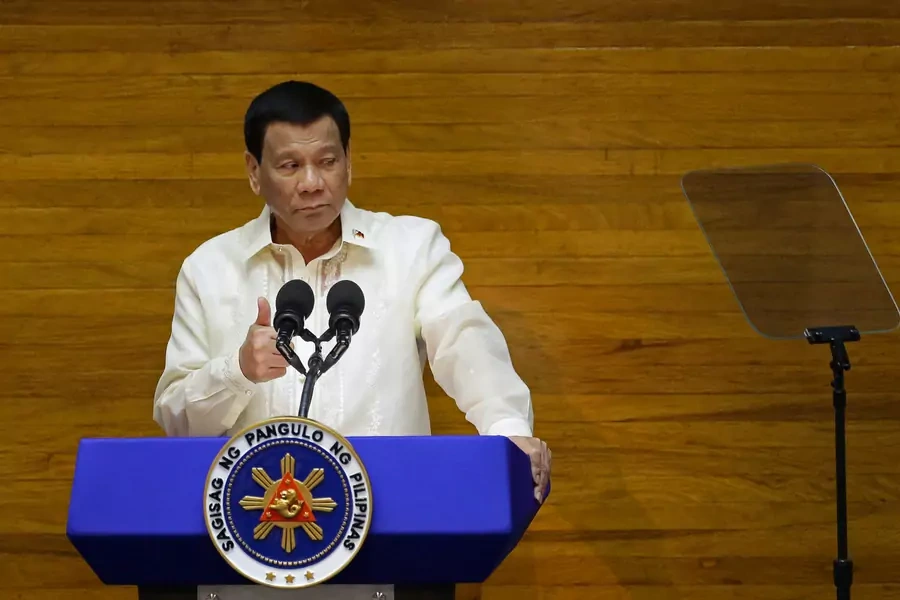 Philippine President Rodrigo Duterte delivers his State of the Nation address at the House of Representatives in Quezon City, Metro Manila, Philippines on July 23, 2018.