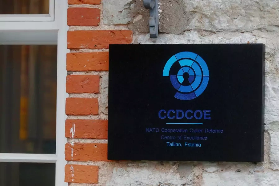 The sign of the NATO Cooperative Cyber Defence Center of Excellence in Tallinn, Estonia on November 29, 2017. 