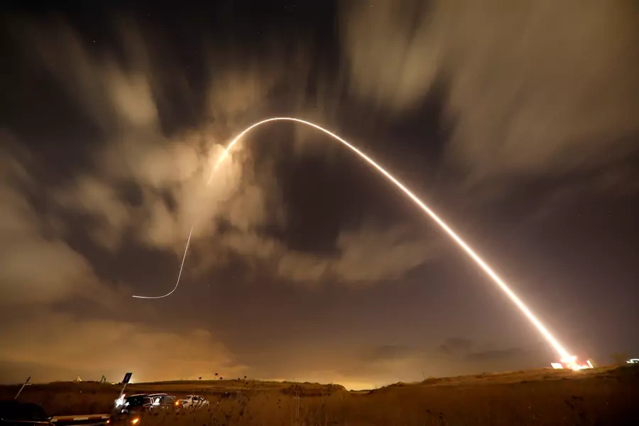 The Iron Dome anti-missile system fires an interceptor missile as rockets are launched from Gaza toward Israel near the southern city of Sderot, Israel, on August 9, 2018