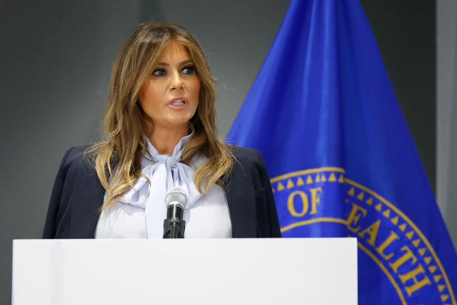 U.S. first lady Melania Trump delivers remarks at the sixth Federal Partners in Bullying Prevention (FPBP) Cyberbullying Prevention Summit in Rockville, Maryland, U.S., August 20, 2018.