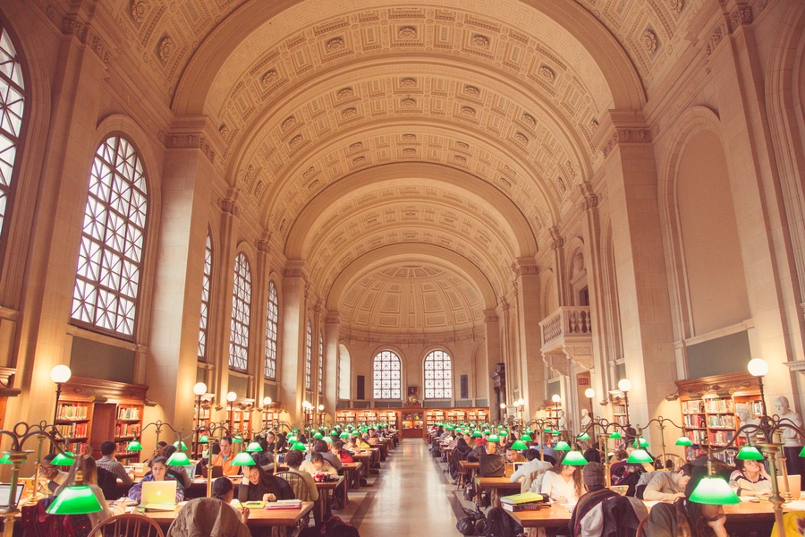 The Boston Public Library's reading room.