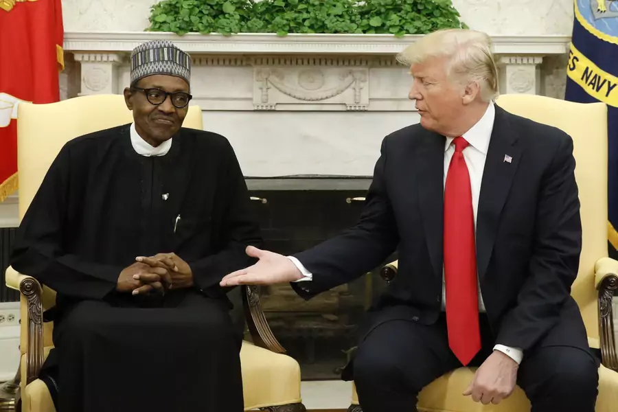 U.S. President Donald Trump meets with Nigeria's President Muhammadu Buhari in the Oval Office of the White House in Washington, U.S., April 30, 2018.