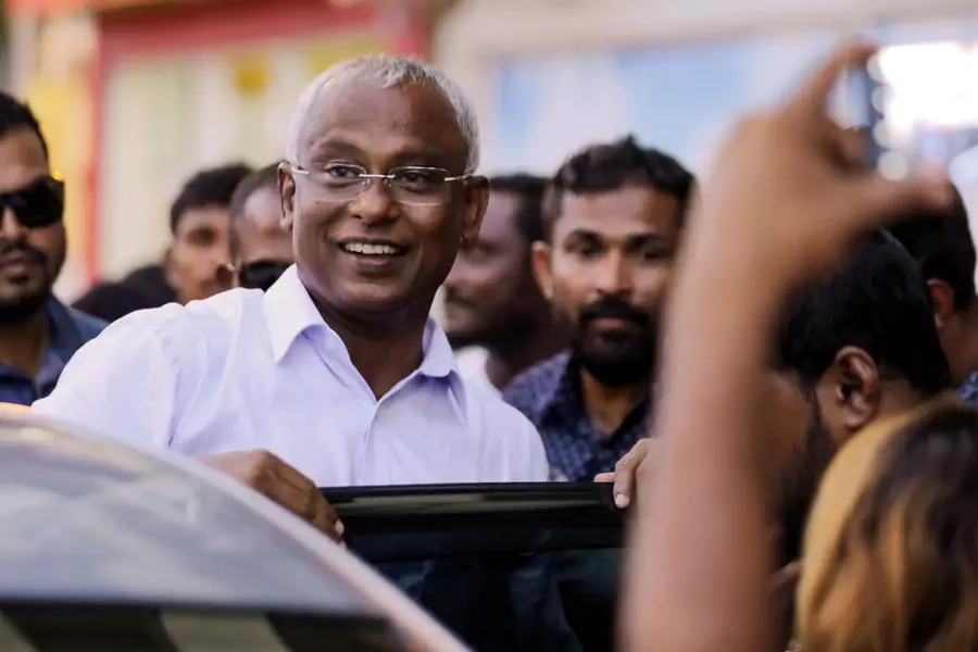 Maldivian President-Elect Ibrahim Mohamed Solih arrives at an event with supporters in Malé, the Maldives on September 24, 2018.
