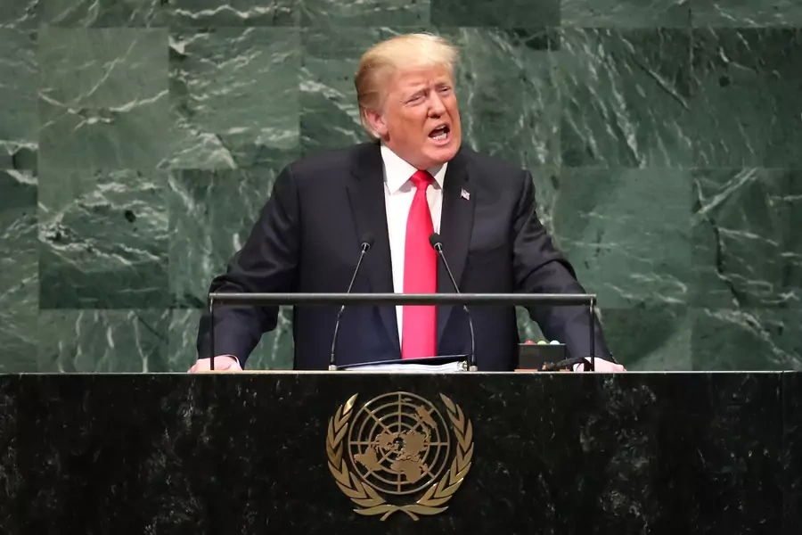 U.S. President Donald J. Trump addresses the seventy-third session of the United Nations General Assembly in New York, on September 25, 2018. 