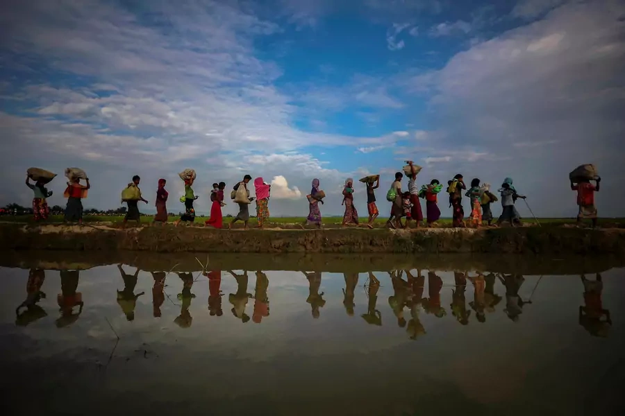 Rohingya refugees are seen after fleeing from Myanmar into Bangladesh in November 2017.