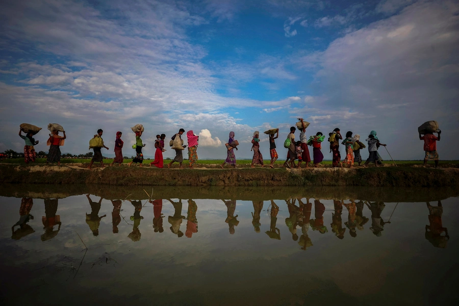 Rohingya refugees are seen after fleeing from Myanmar into Bangladesh in November 2017.