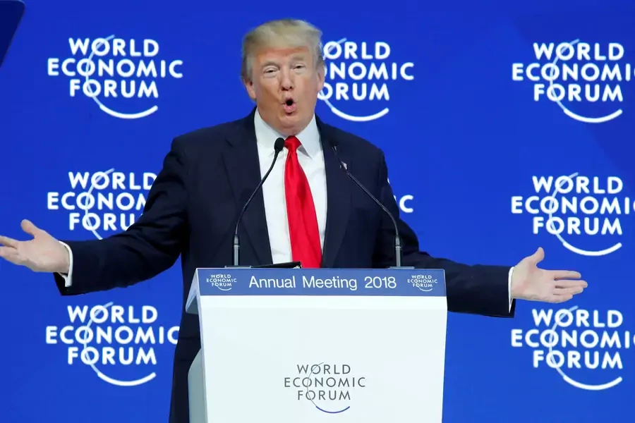  U.S. President Donald Trump delivers a speech during the World Economic Forum (WEF) annual meeting in Davos, Switzerland on January 26, 2018.