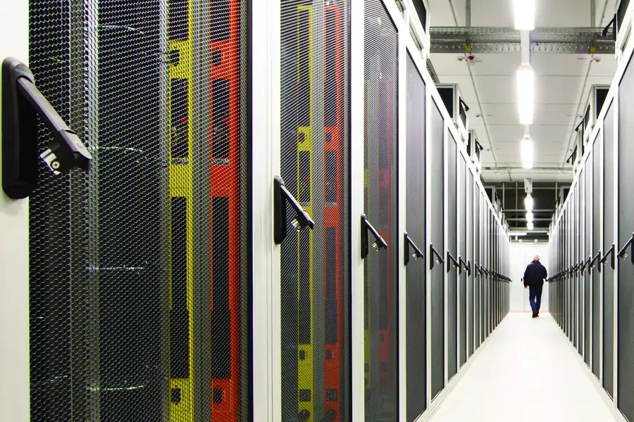 Empty cabinets in the new data center of T-Systems, a subsidiary of Deutsche Telekom AG in 2014.