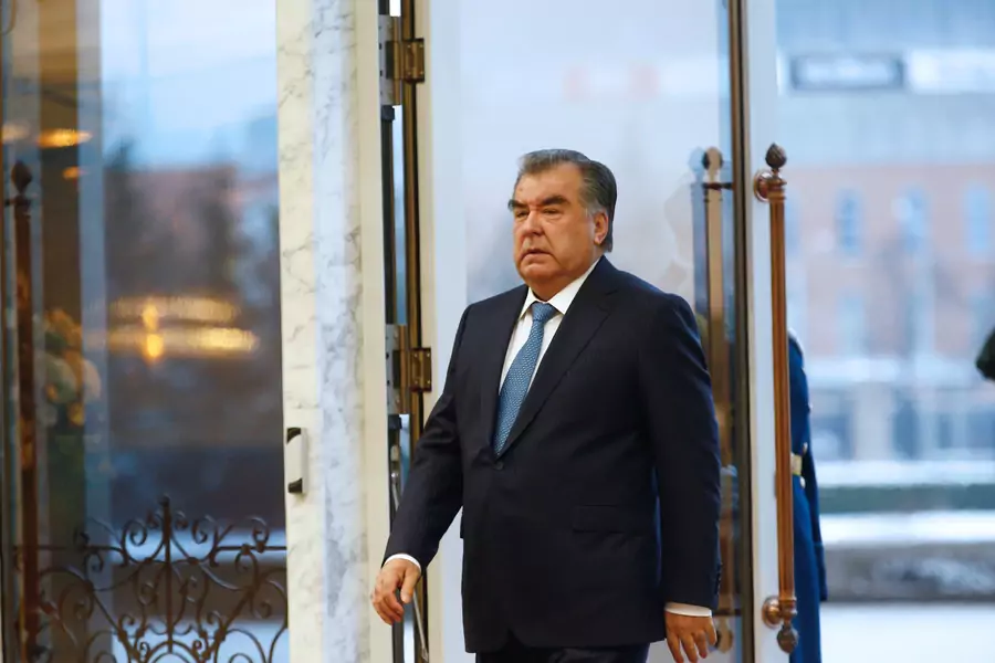 Tajikistan's President Emomali Rahmon walks during a heads of states Collective Security Treaty Organization summit at the Independence Palace in Minsk, Belarus, on November 30, 2017.