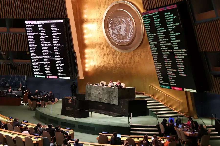 A vote at the UN General Assembly