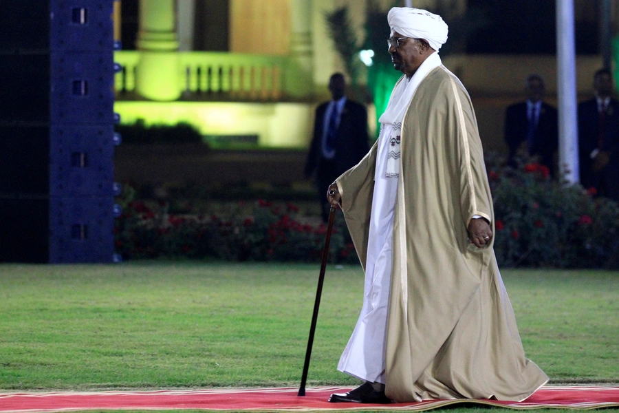 Sudan's President Omar al-Bashir arrives ahead of delivering his addresses to the nation on the eve of the 63rd Independence Day anniversary at the presidential palace in Khartoum, Sudan, on December 31, 2018. 