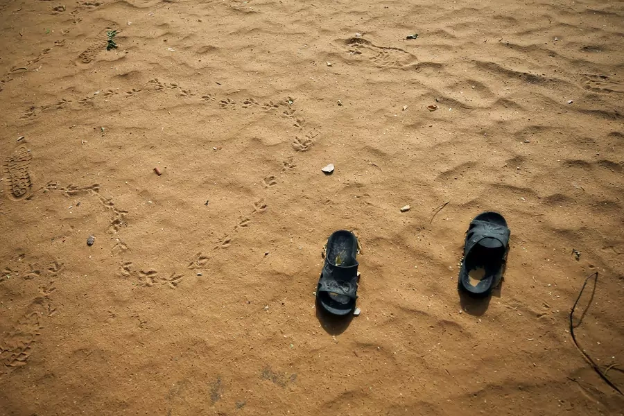 Slippers are pictured at the school compound in Dapchi in the northeastern state of Yobe, where dozens of school girls went missing after an attack on the village by Boko Haram, Nigeria, on February 23, 2018. 