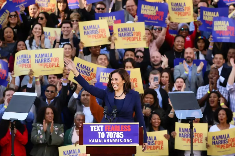 Kamala Harris launches her campaign at a rally at Frank H. Ogawa Plaza in her hometown of Oakland, California, January 27, 2019