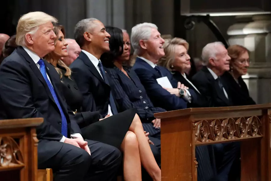 President Donald Trump and former Presidents Barack Obama, Bill Clinton, and Jimmy Carter attend the state funeral for former President George H.W. Bush. 