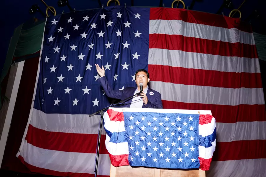 Andrew Yang speaks at the Iowa Democratic Wing Ding in Clear Lake, Iowa, U.S., August 10, 2018. 