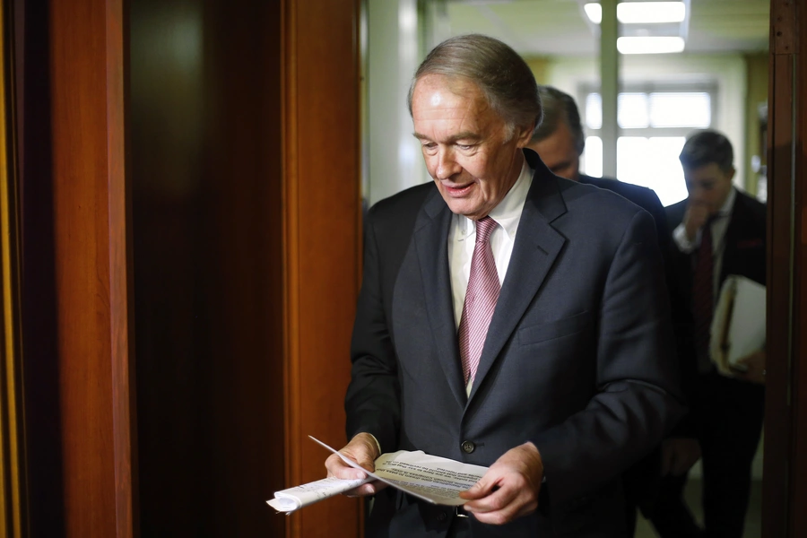 U.S. Senator Edward Markey (D-MA) arrives for a news conference after a Senate vote on whether to overturn a presidential veto of the Keystone XL pipeline, at the U.S. Capitol in Washington, March 4, 2015.