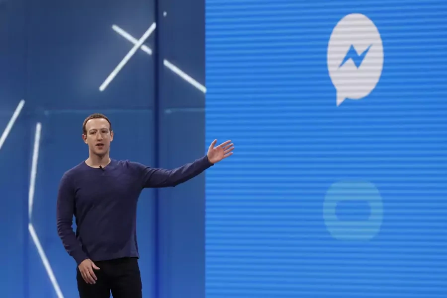 Facebook CEO Mark Zuckerberg speaks about Messenger at Facebook conference in May 2018.