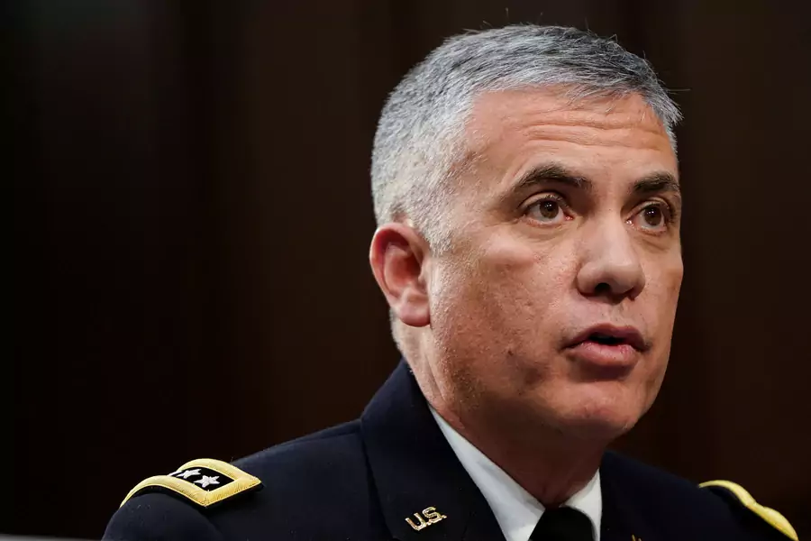 Gen. Paul Nakasone, director of the National Security Agency and commander of U.S. Cyber Command, testifies to the Senate Intelligence Committee hearing about "worldwide threats" on Capitol Hill, January 29, 2019. 