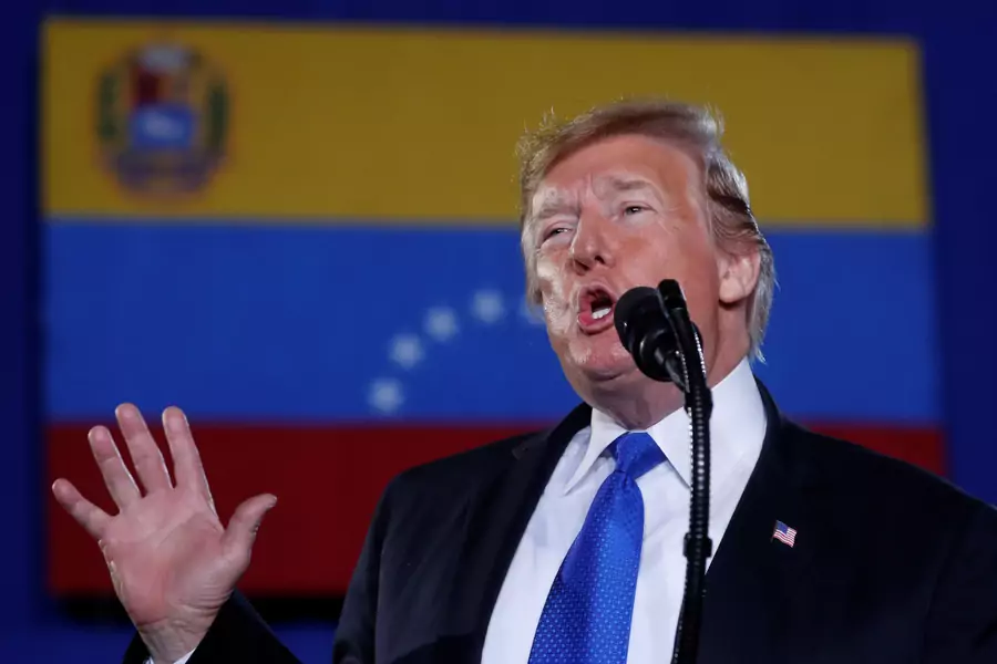 U.S. President Donald Trump speaks about the crisis in Venezuela during a visit to Florida International University in Miami, Florida, U.S., February 18, 2019.