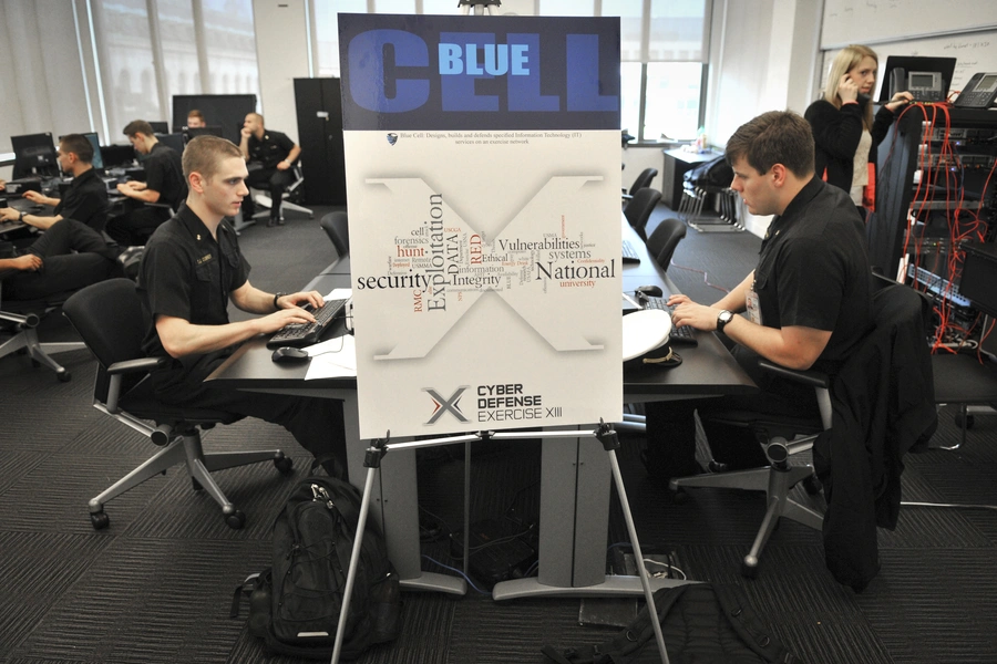 Competitors participate in the 13th National Security Agency cyber competition, April 17, 2013. 