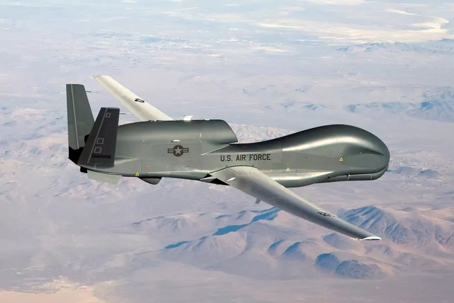 An undated U.S. Air Force handout photo shows a RQ-4 Global Hawk unmanned aircraft in mid-air.