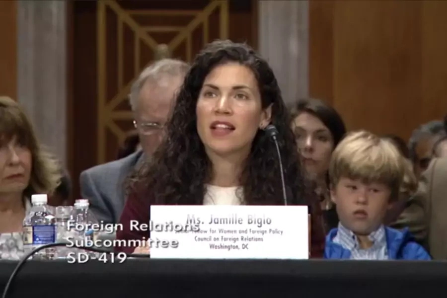 CFR Senior Fellow Jamille Bigio testifies at a Senate Foreign Relations Committee hearing on advancing women’s roles in peace and security. 