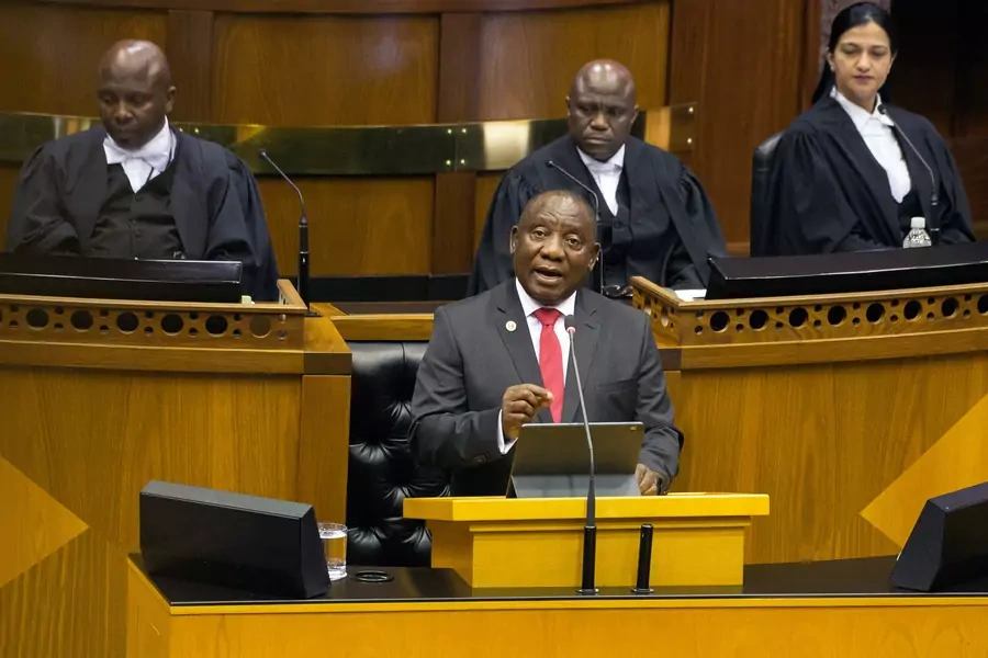 South African President Cyril Ramaphosa delivers his State of the Nation Address at parliament in Cape Town, South Africa, June 20, 2019